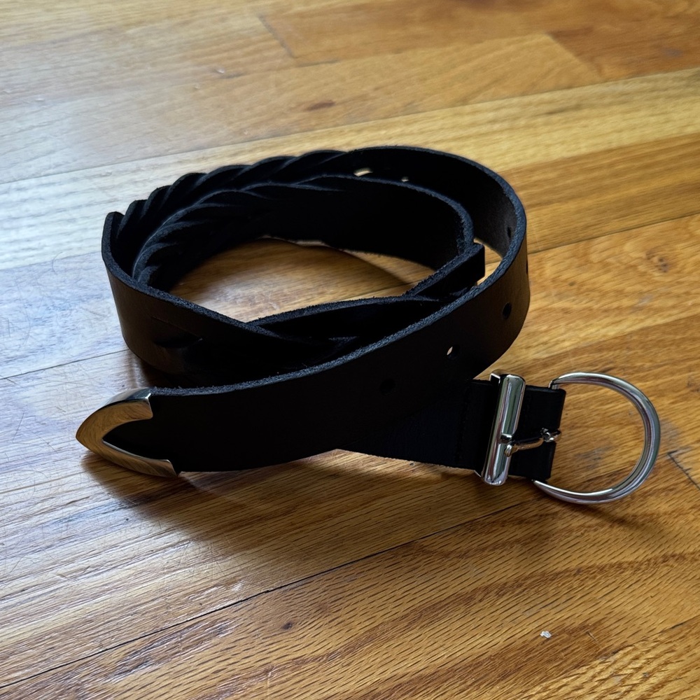 GAP Black Leather Women's Belt with Silver Buckle